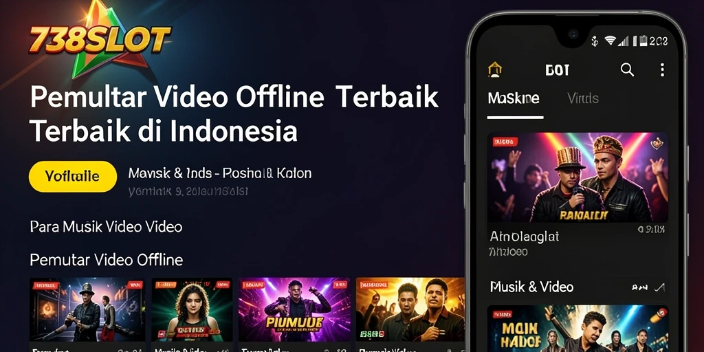 Tampilan utama 738SLOT dengan fitur Pemutar Video Offline.