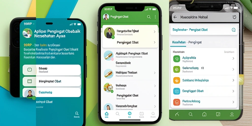 Antarmuka aplikasi 99RP dengan fitur pengingat obat yang menarik.