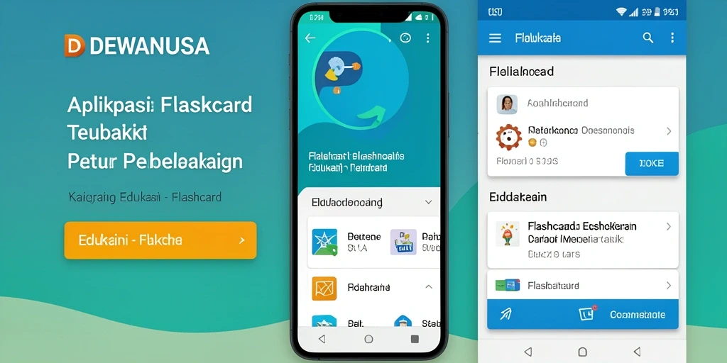 Tampilan antarmuka DEWANUSA dengan fitur Flashcard yang menarik dan intuitif.