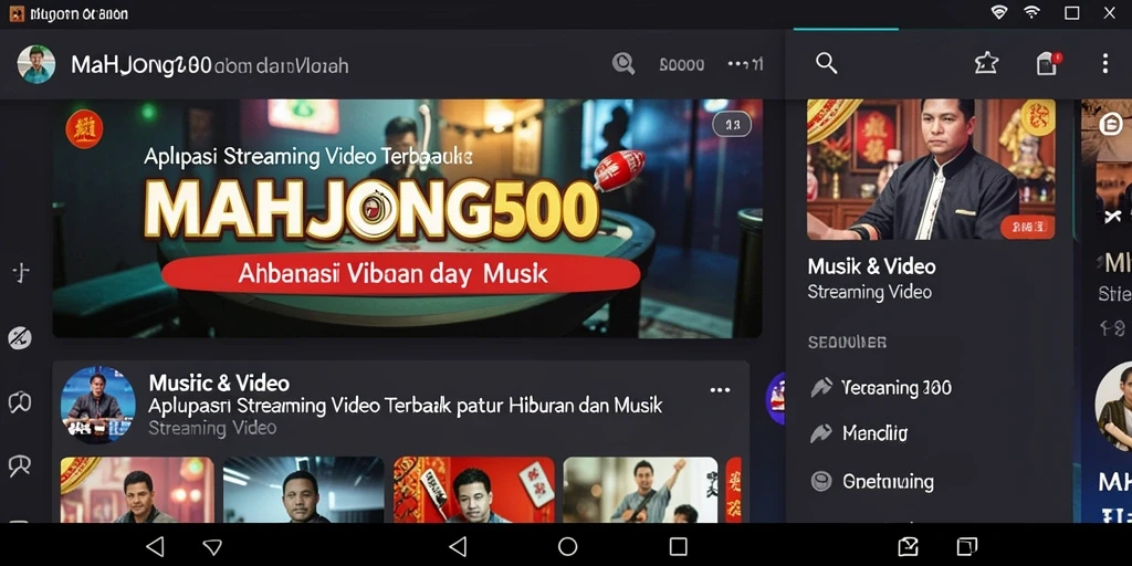 Antarmuka MAHJONG500 menampilkan berbagai pilihan video streaming yang menarik.