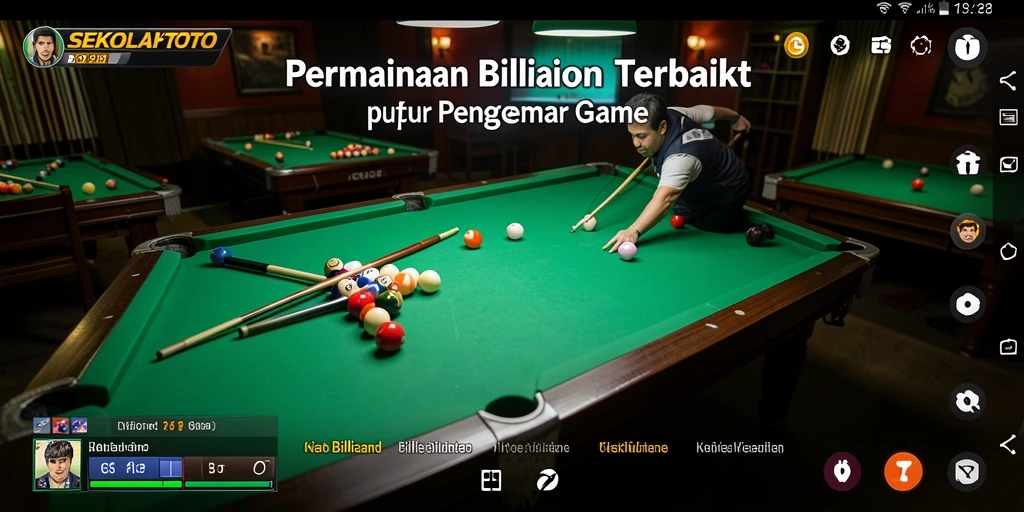 Antarmuka menarik dari game billiard SEKOLAHTOTO.